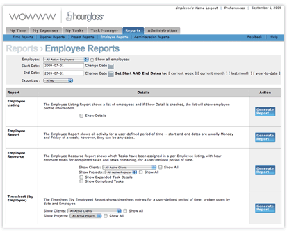 Screenshot of the 'Employee Listing Reports' feature
