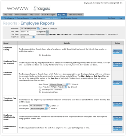 Screenshot of the 'Employee Listing Reports' feature