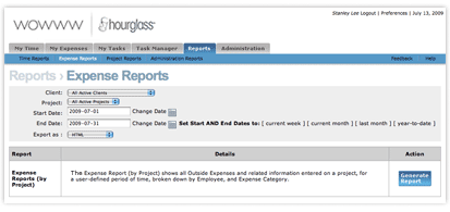 Screenshot of the 'Expense Reports' feature