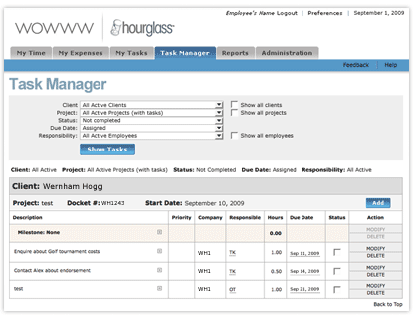 Screenshot of the 'Task Manager' feature