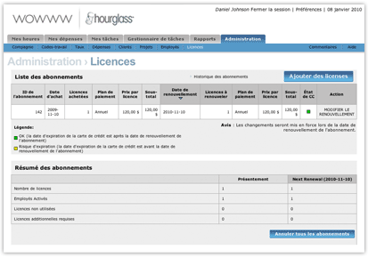 Liste des licenses