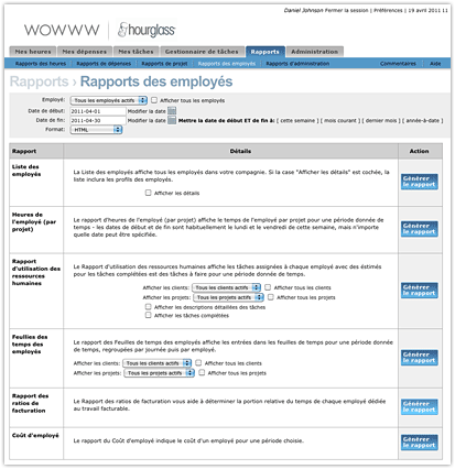 Rapport des heures