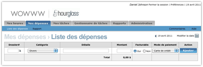 Liste des d&eacute;penses