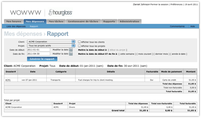 Rapport des d�penses